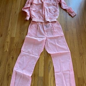 Retro Cactus Light Pink Drawstring Track Pants